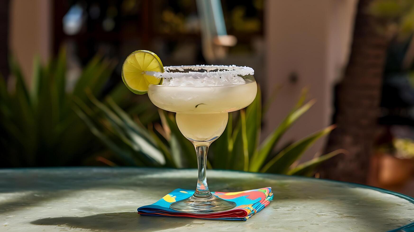 A margarita with lime and a slice of lime on top photo