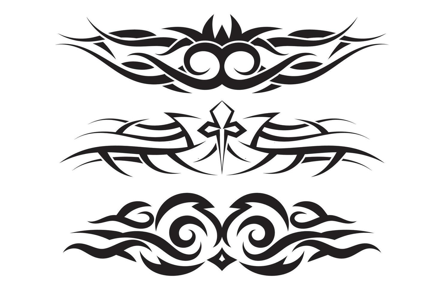 Hand drawn tribal tattoo border element vector