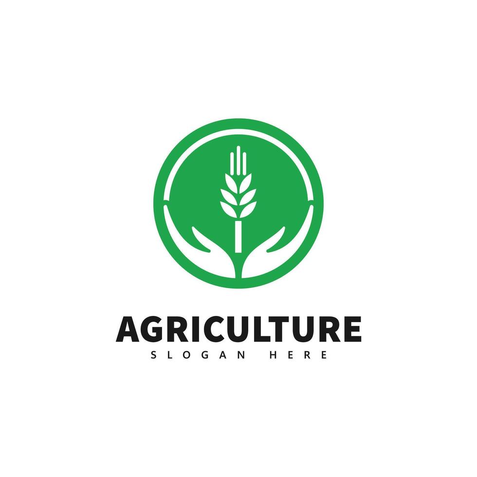 Hands Holding Wheat - Sustainable Farming Logo Design vector