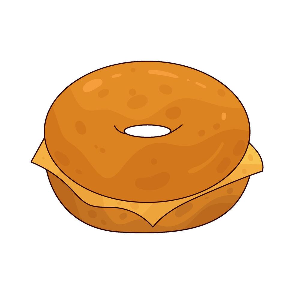 Illustration of Bagel with cream cheese vector