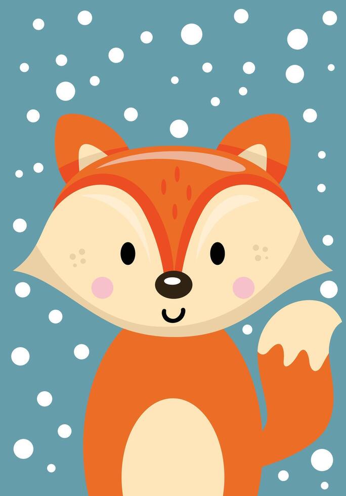 Lovely illustration with cute fox vector