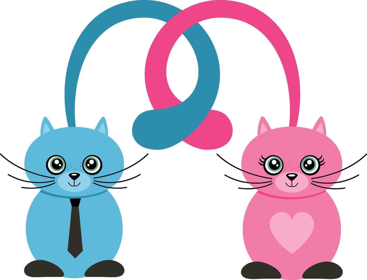 Cute couple of cats in love vector