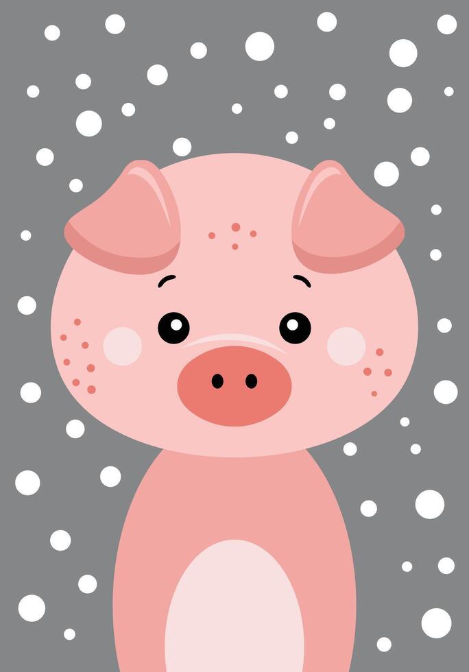 Lovely illustration with cute pig vector