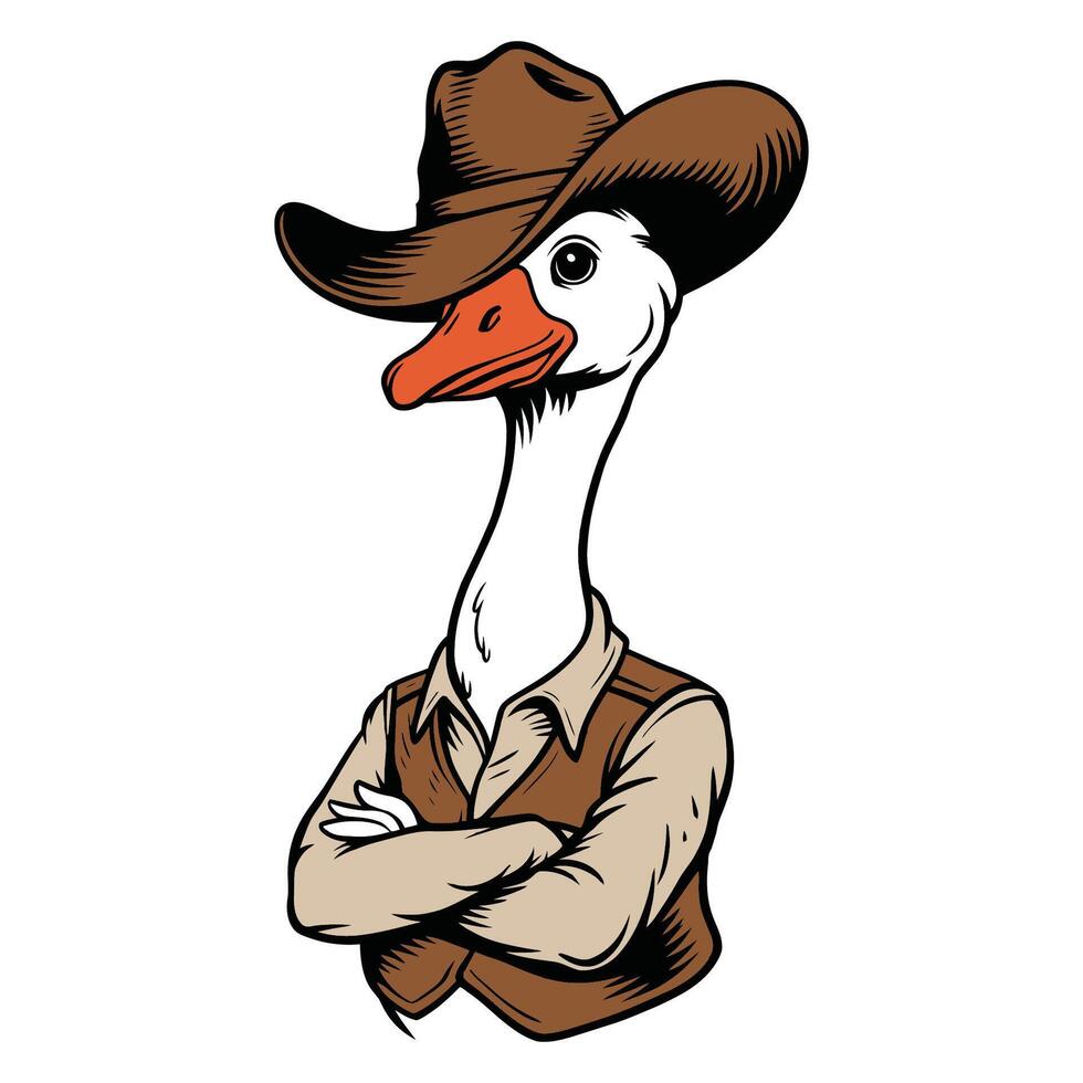 Cowboy Goose Character Illustration vector