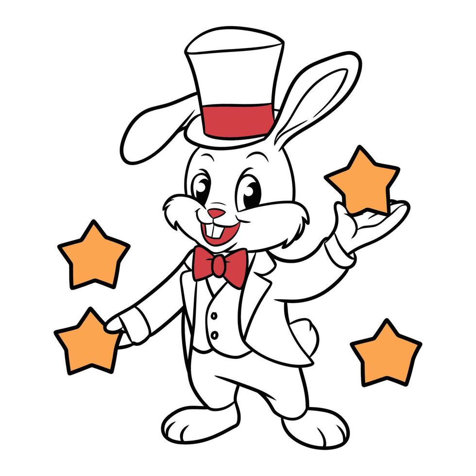 Magical Rabbit Juggling Stars in a Top Hat and Suit vector