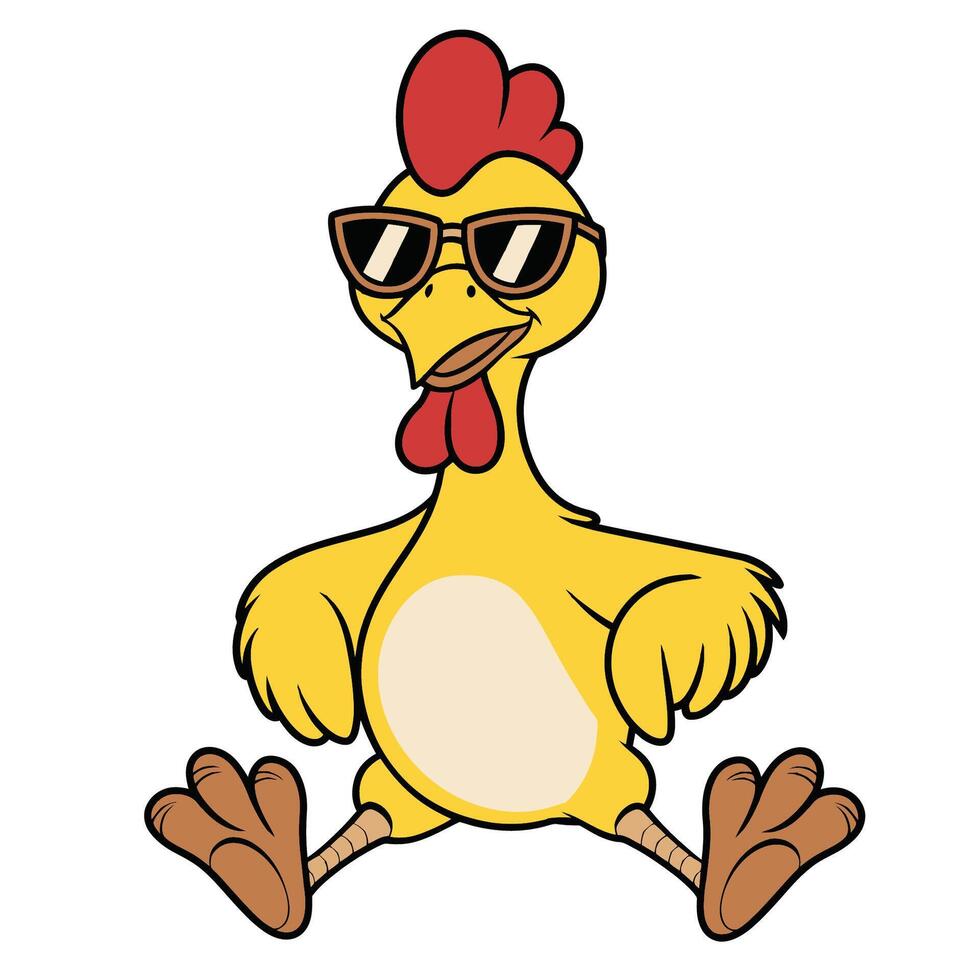 Cool Chicken with Sunglasses Cartoon Illustration vector