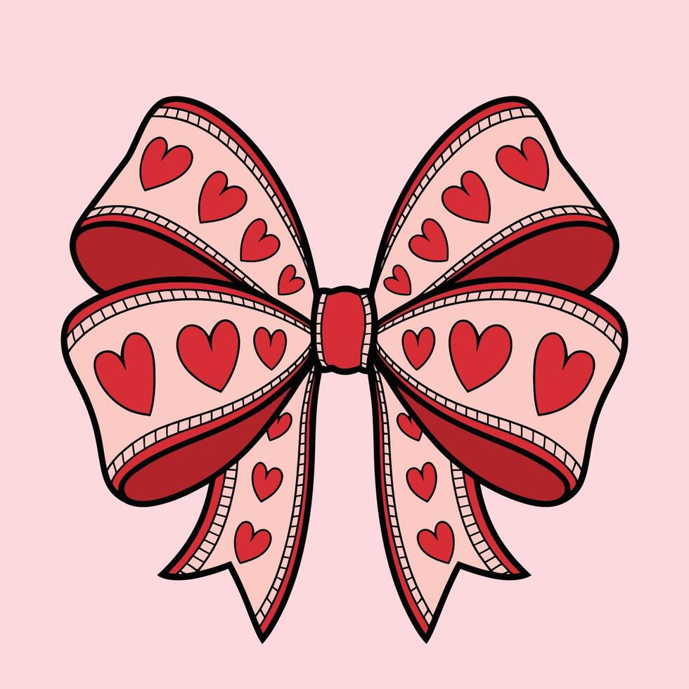 Heart Patterned Bow Illustration vector