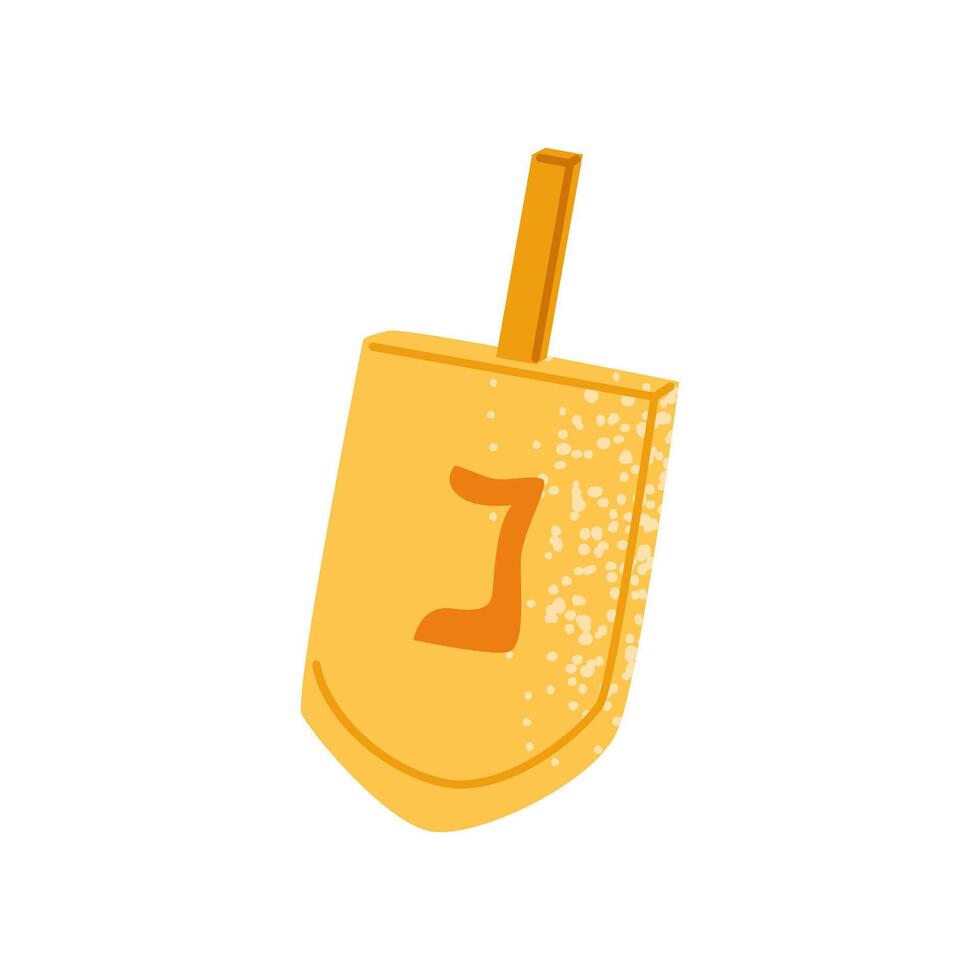 Hanukkah dreidel toy icon. design element for Jewish holidays. Flat textured illustration isolated on white background. vector