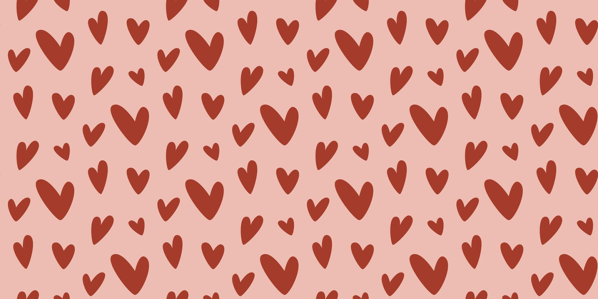 Beautiful passionate seamless pattern with hand drawn hearts on pink background vector