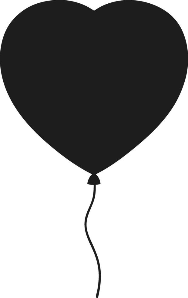 Heart-Shaped Balloon Illustration in Minimalist Black Design vector