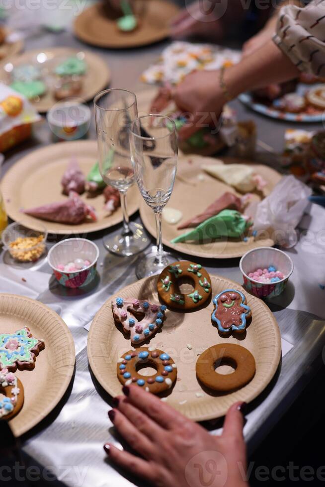 Deliciously Decorated Festive Cookies Featuring Fun and Colorful Toppings and Icing photo