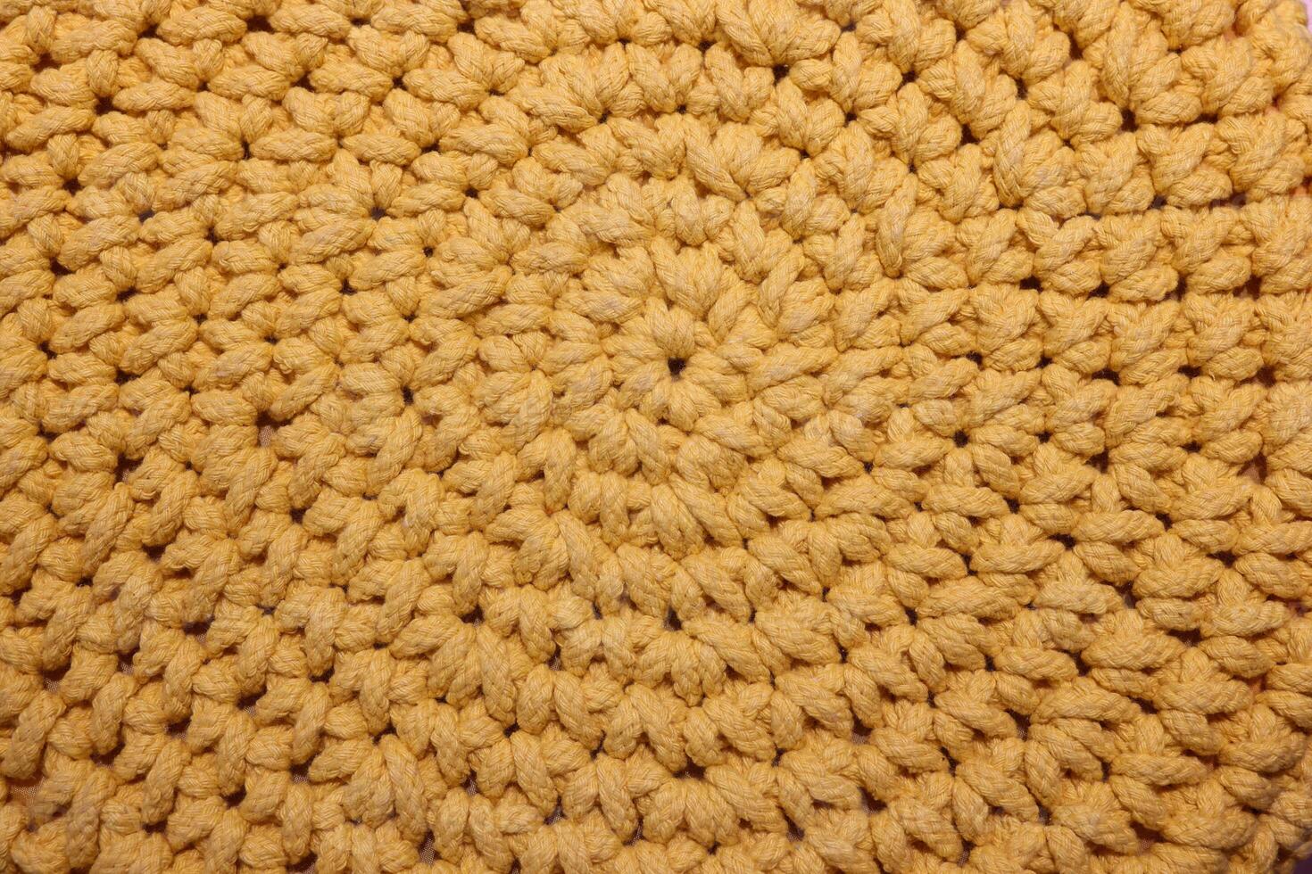 Elegant and Textured Yellow Crochet Pattern Perfect for Enhancing Your Home Decor photo