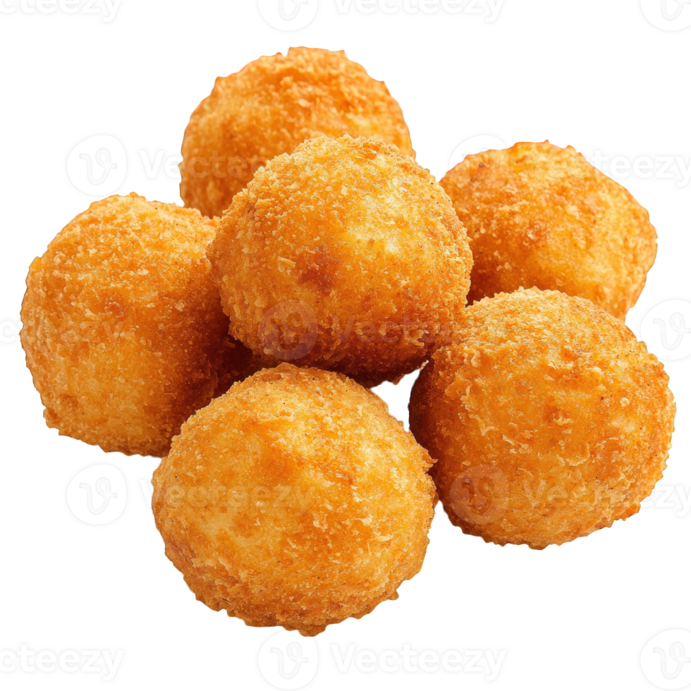 Golden Brown Crispy Fried Potato Balls, on transparent background png