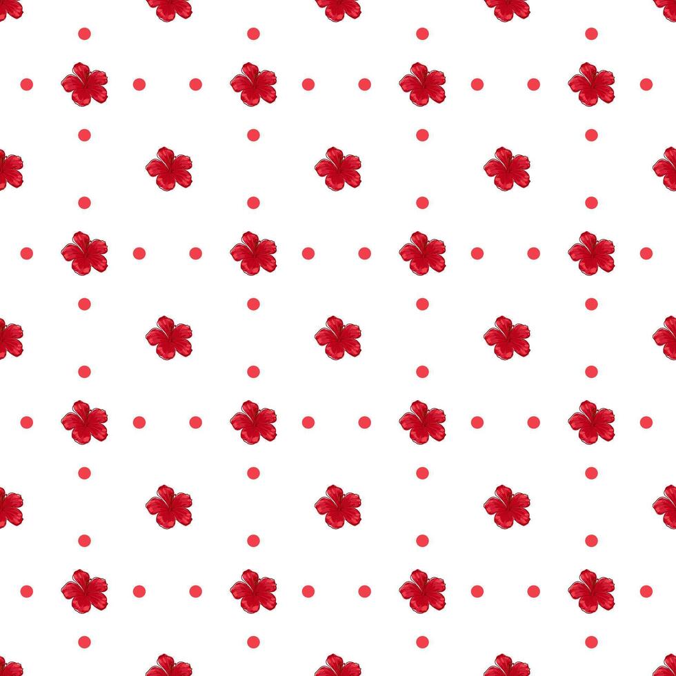 Hand drawn hibiscus seamless pattern. Perfect for background, designs, card, wrapping paper and decorative projects. vector