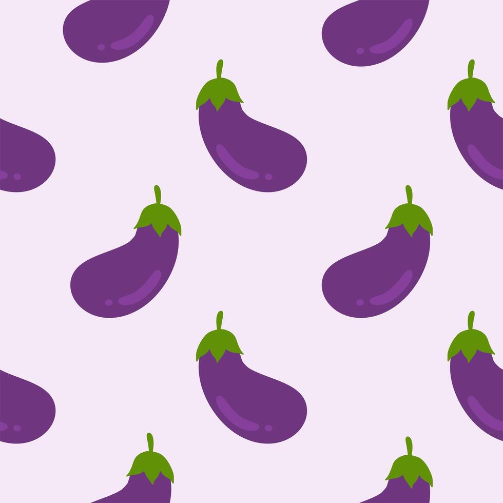 seamless pattern with vegetables purple eggplant vector