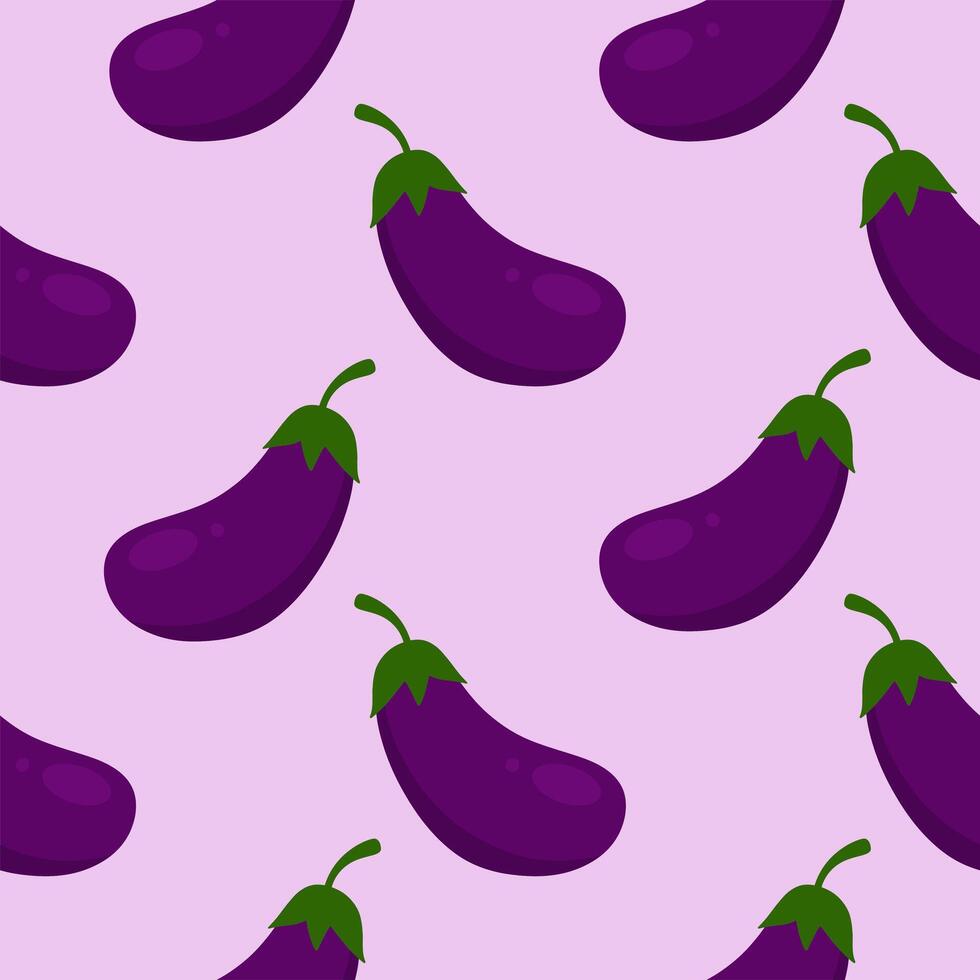 ornament with eggplant. Fresh vegetable seamless pattern. vector