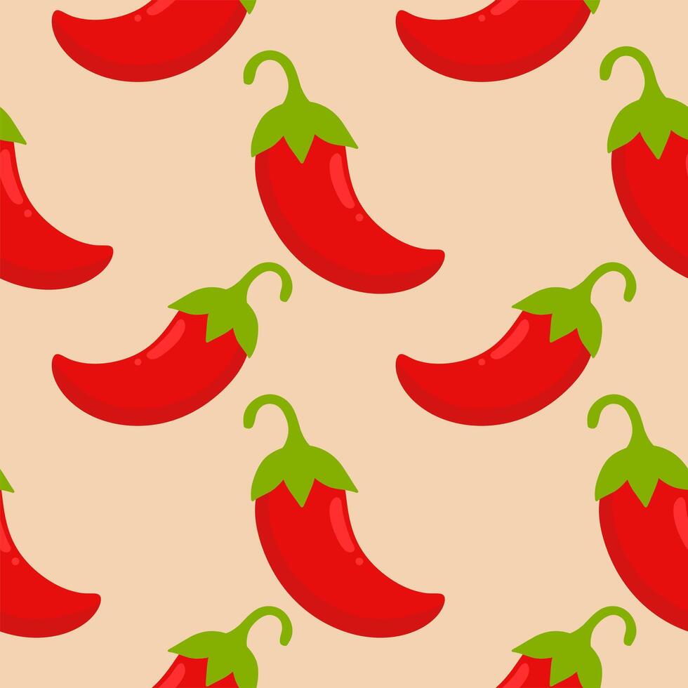 Red spicy chili pepper vegetables seamless pattern vector