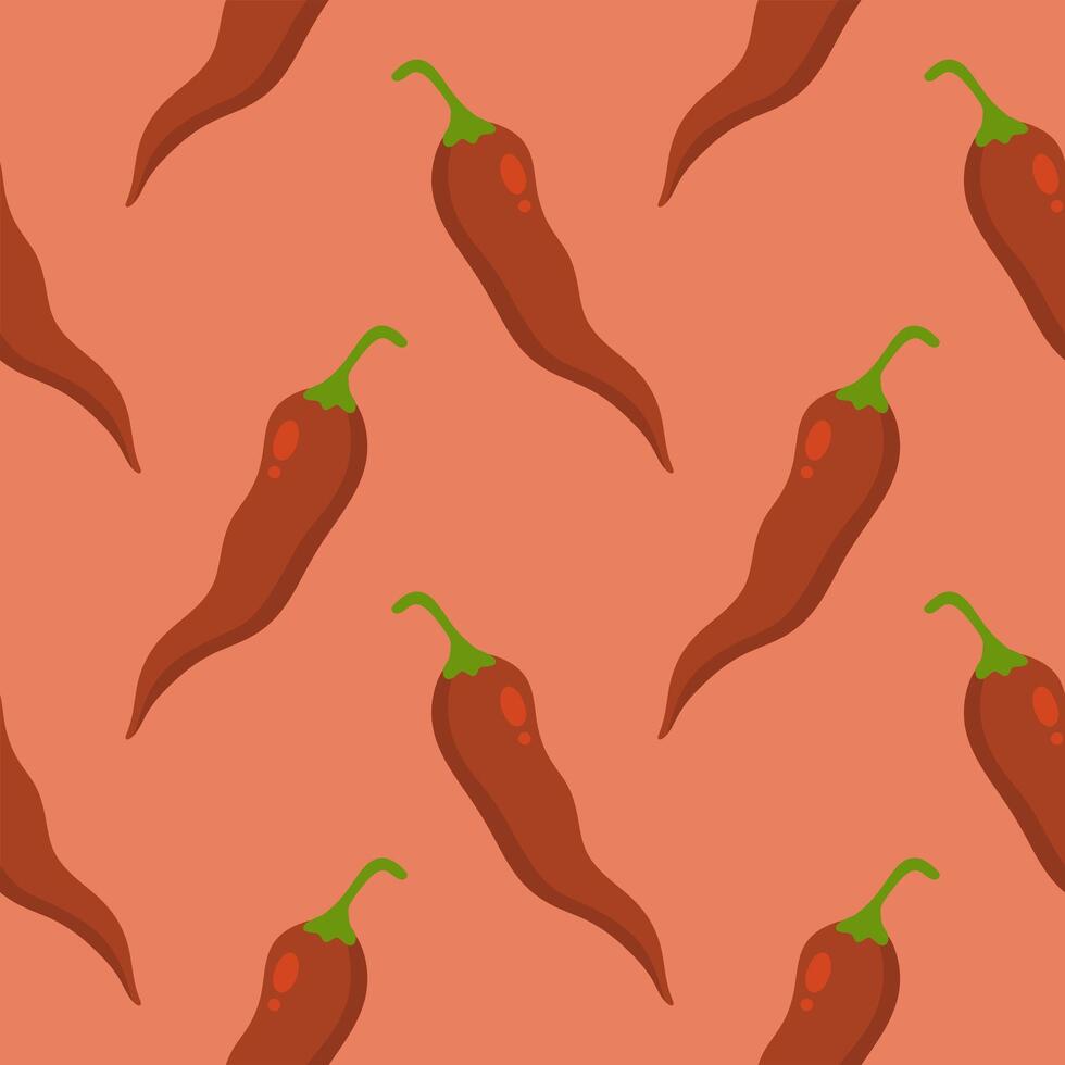 Red chili pepper. Seamless pattern. vector