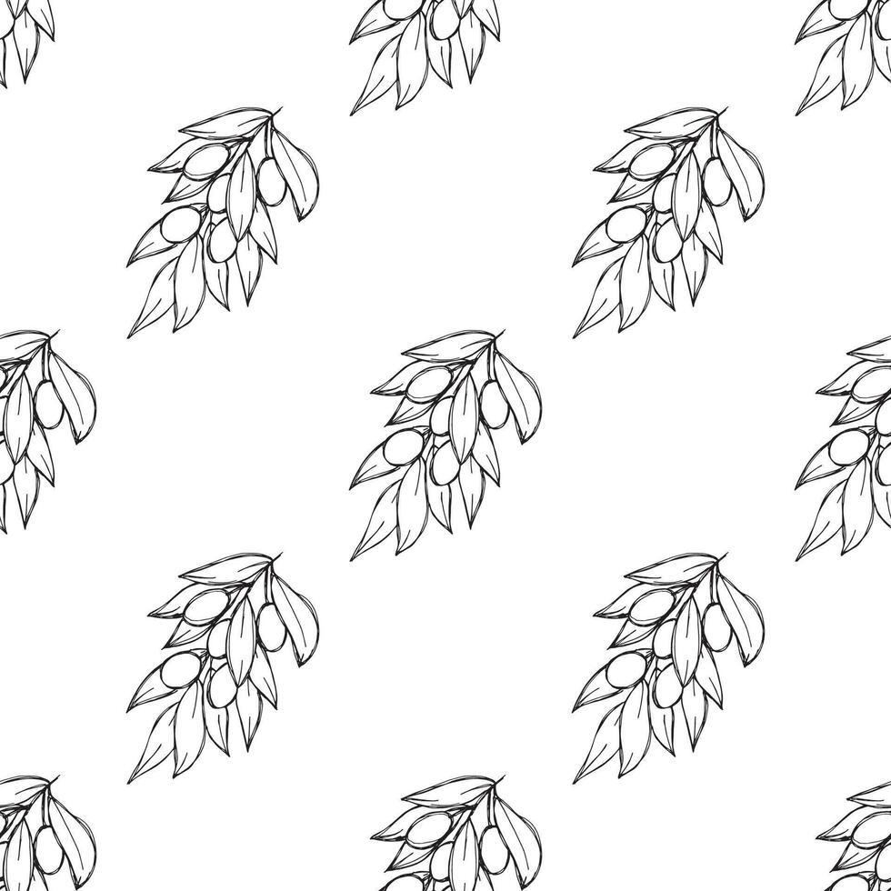 Seamless pattern with olive branches for decorative print, wrapping paper, greeting cards, wallpaper and fabric vector