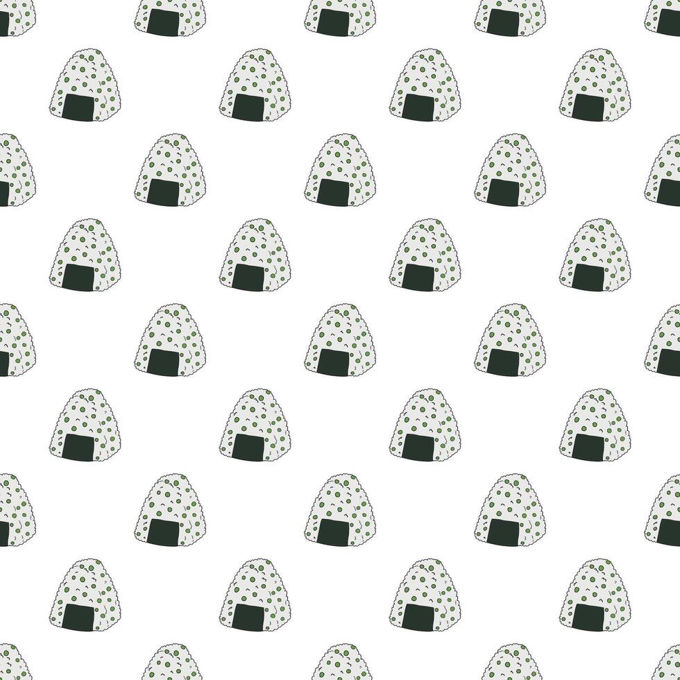 Seamless pattern with onigiri for decorative print, wrapping paper, menu, wallpaper and fabric vector