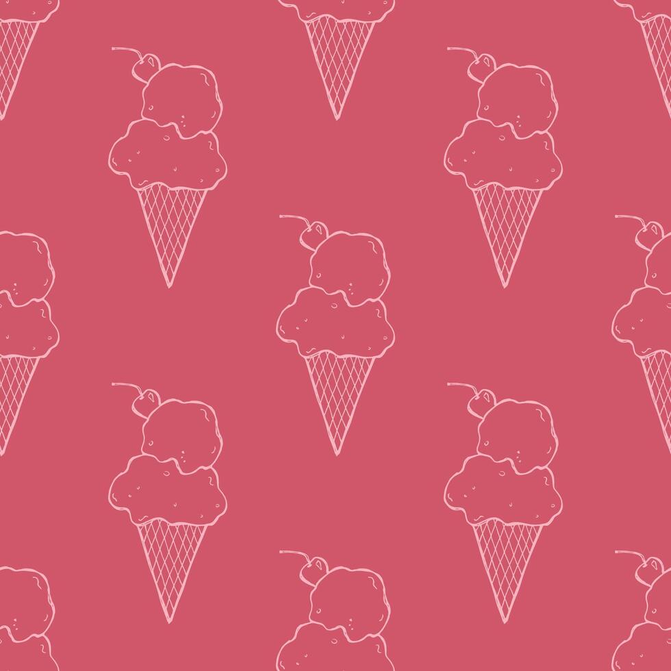 Seamless pattern with ice cream doodle for decorative print, wrapping paper, greeting cards, wallpaper and fabric vector