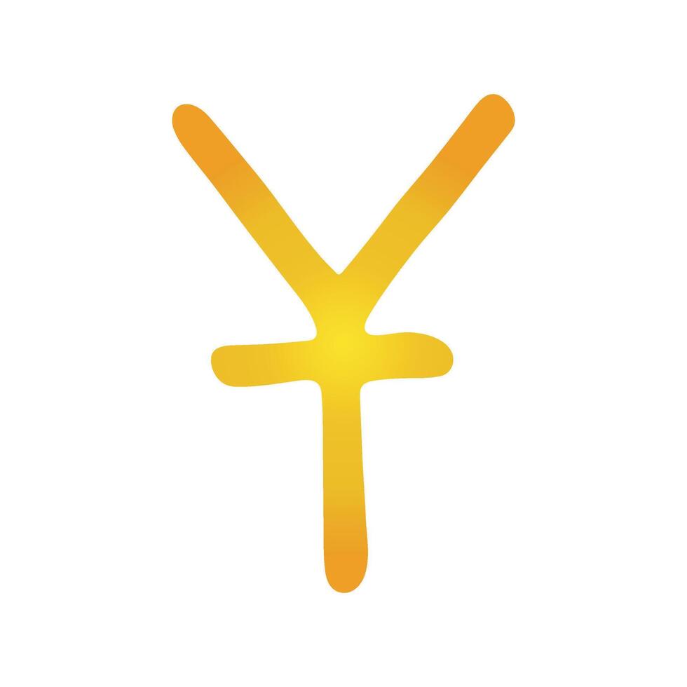 Hand drawn chinese yuan currency symbol. Brush stroke doodle. Single element for design vector