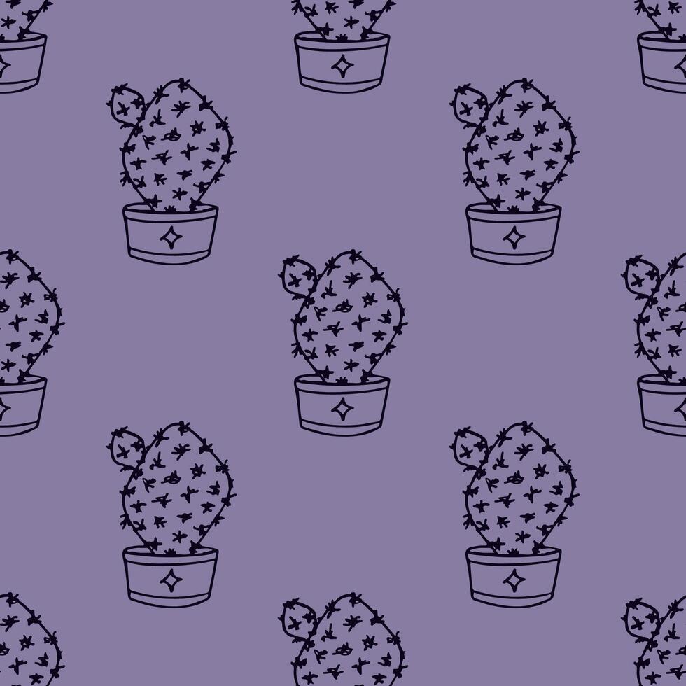 Seamless pattern with cactus doodle for decorative print, wrapping paper, greeting cards and fabric vector