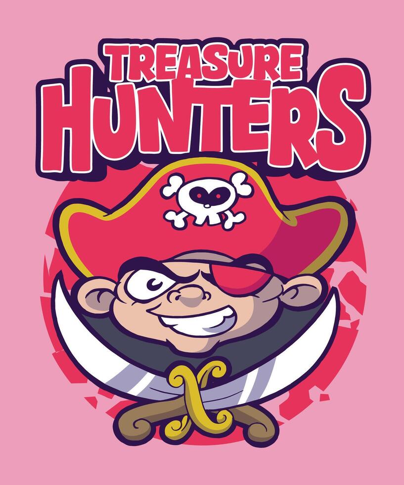 Treasure Hunters Retro Cartoon Illustration Design vector