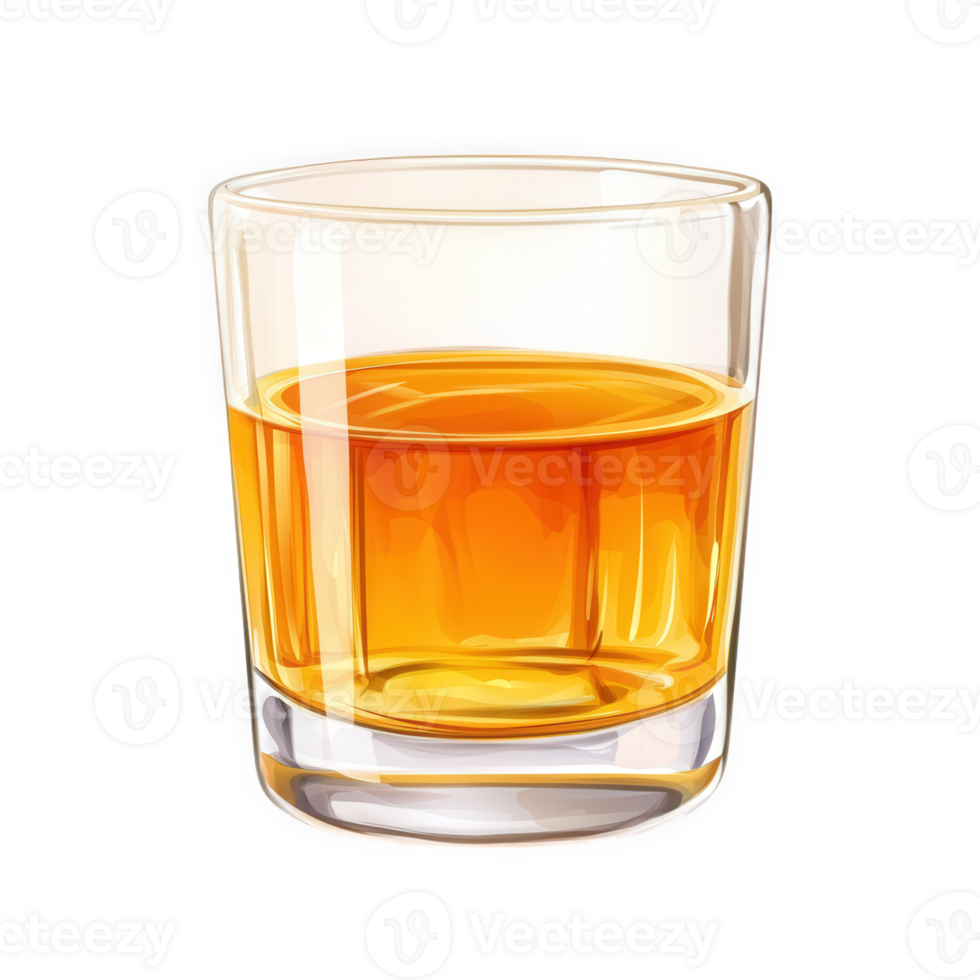 A Glass of Amber Liquid Rests on Black, on transparent background png