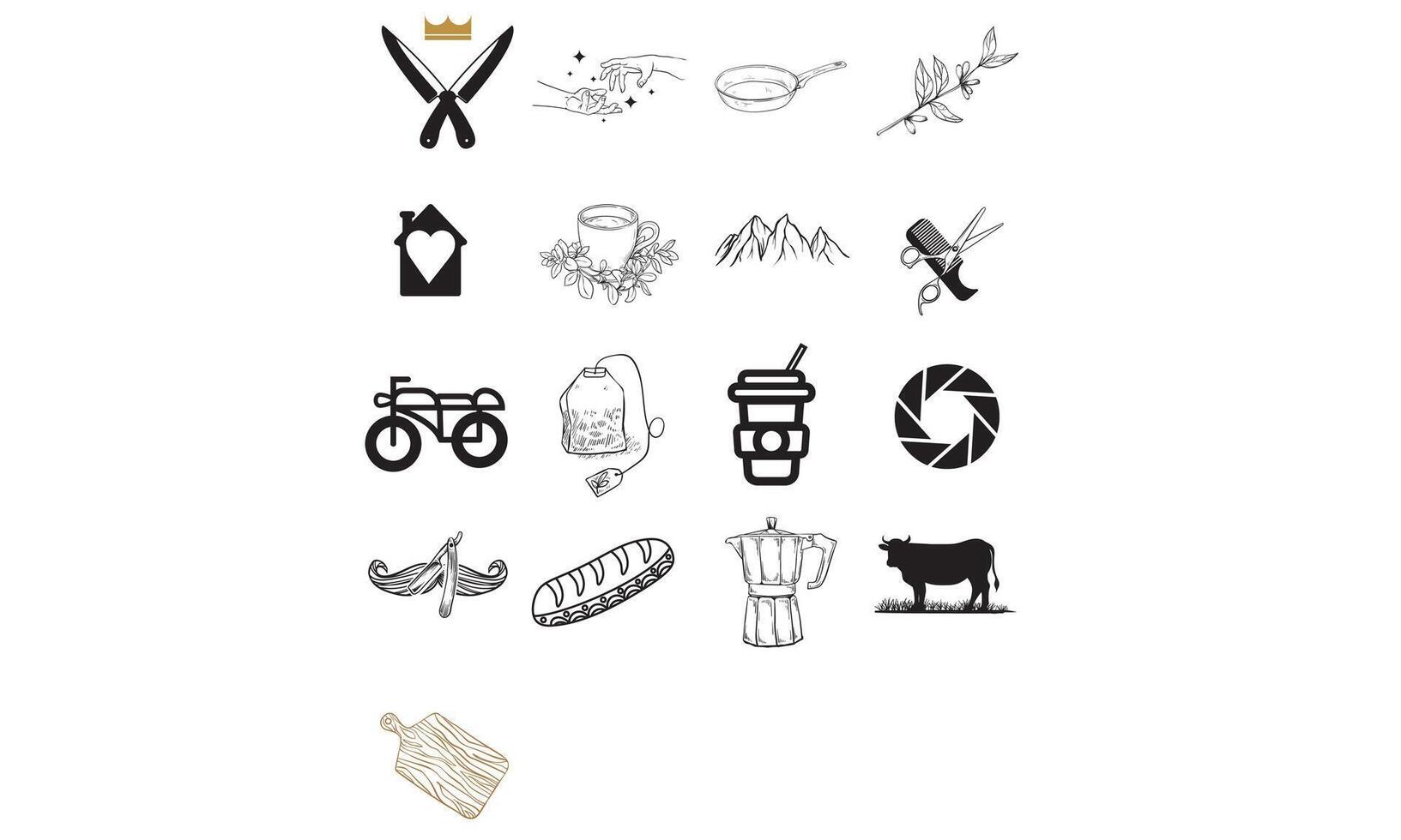 line art logo handdrawn collection vector