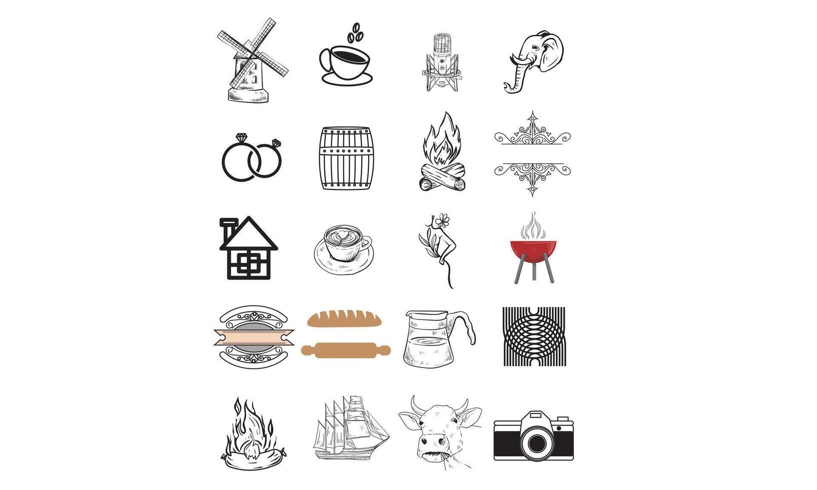 logo handdrawn collection vector