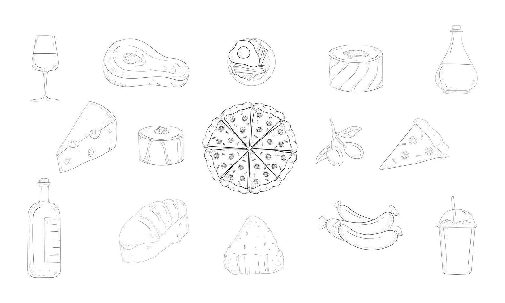 Breakfast handdrawn collection vector