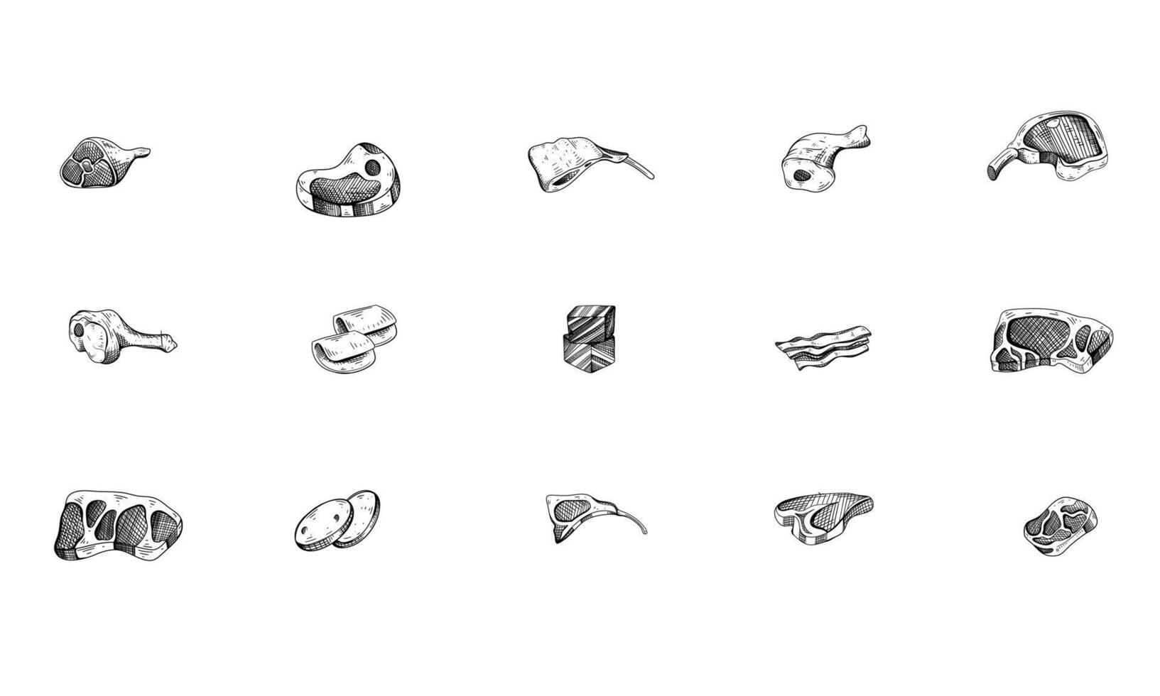 premium meat products handdrawn collection vector