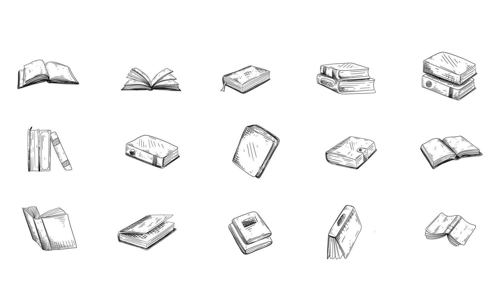 set of books handdrawn collection vector