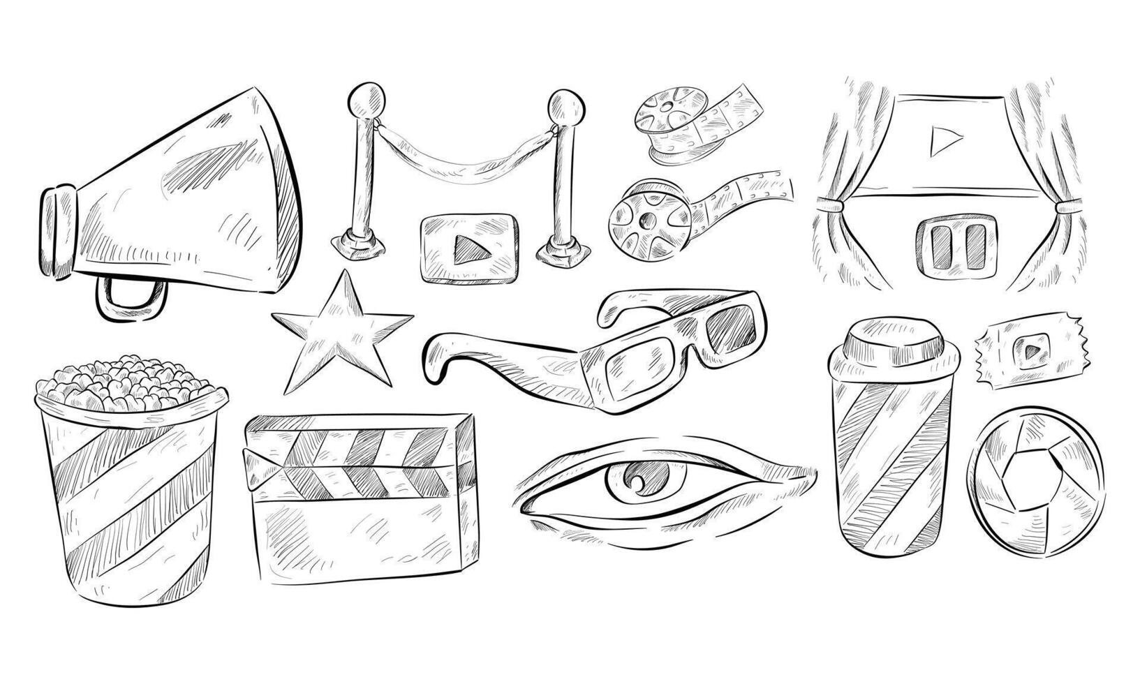 Cinema handdrawn collection vector
