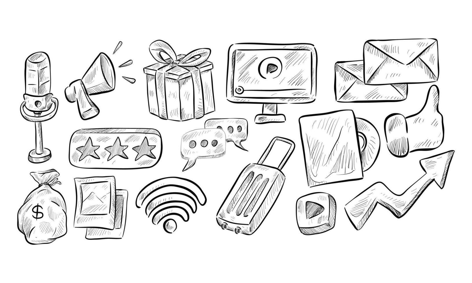 Blogger and influencer handdrawn collection vector