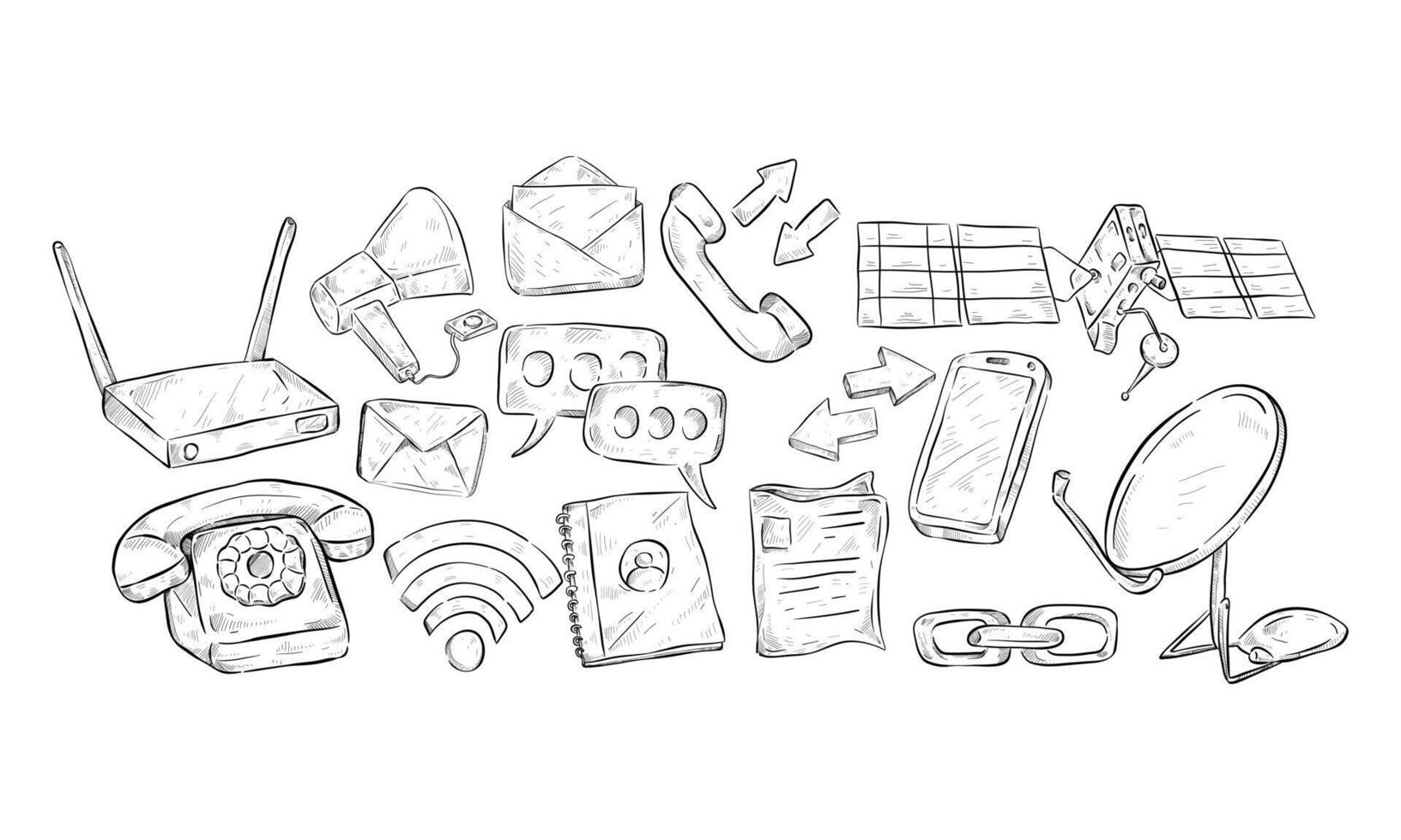 Communication handdrawn collection vector