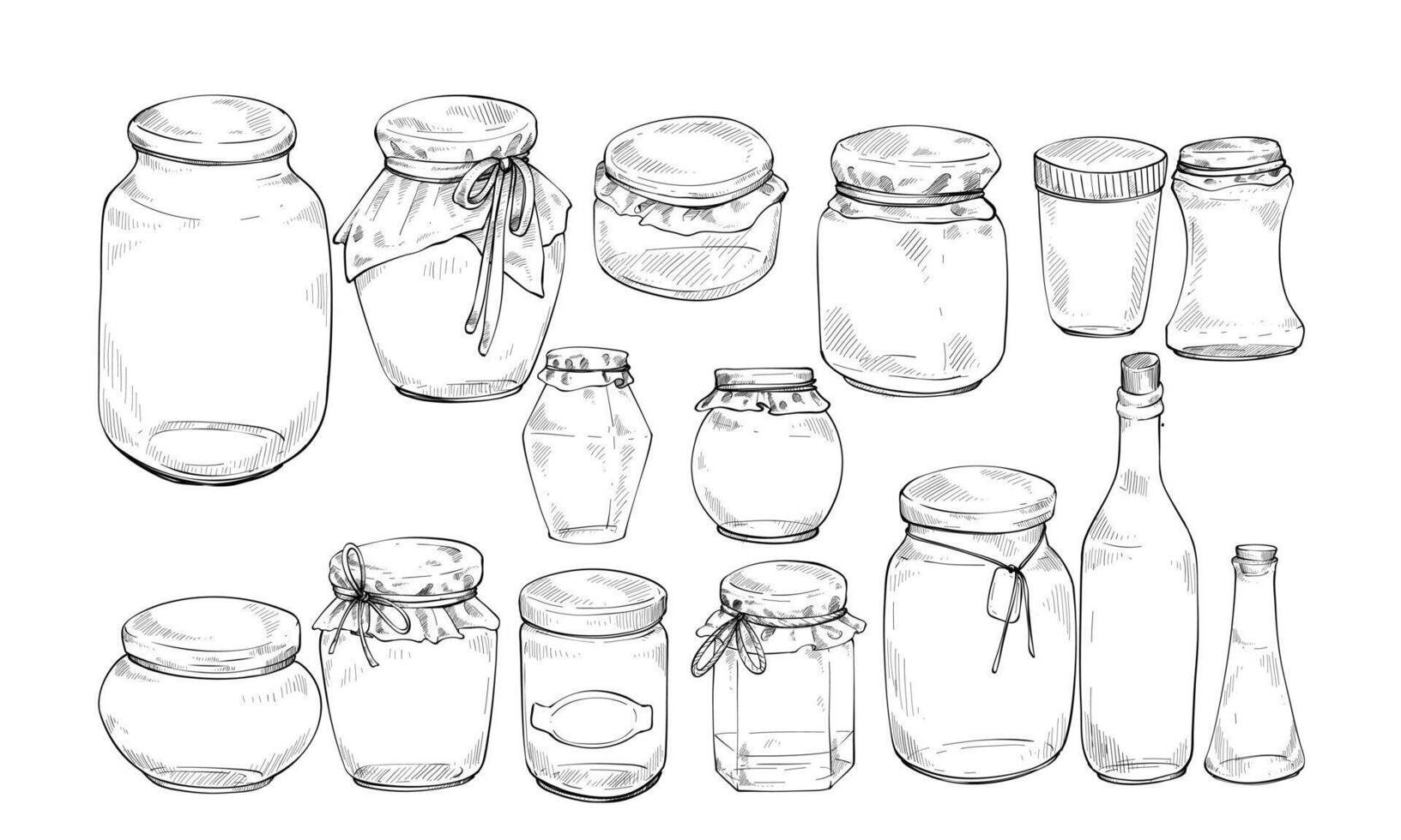 glass jar handdrawn collection vector