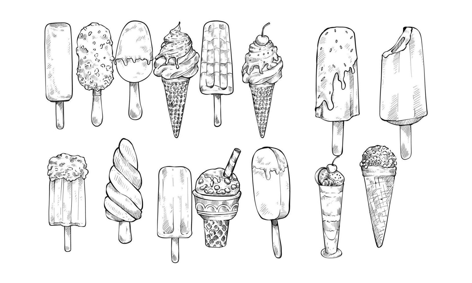 ice cream handdrawn collection vector