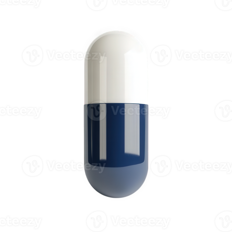 A Single White And Blue Capsule Pill, on transparent background png