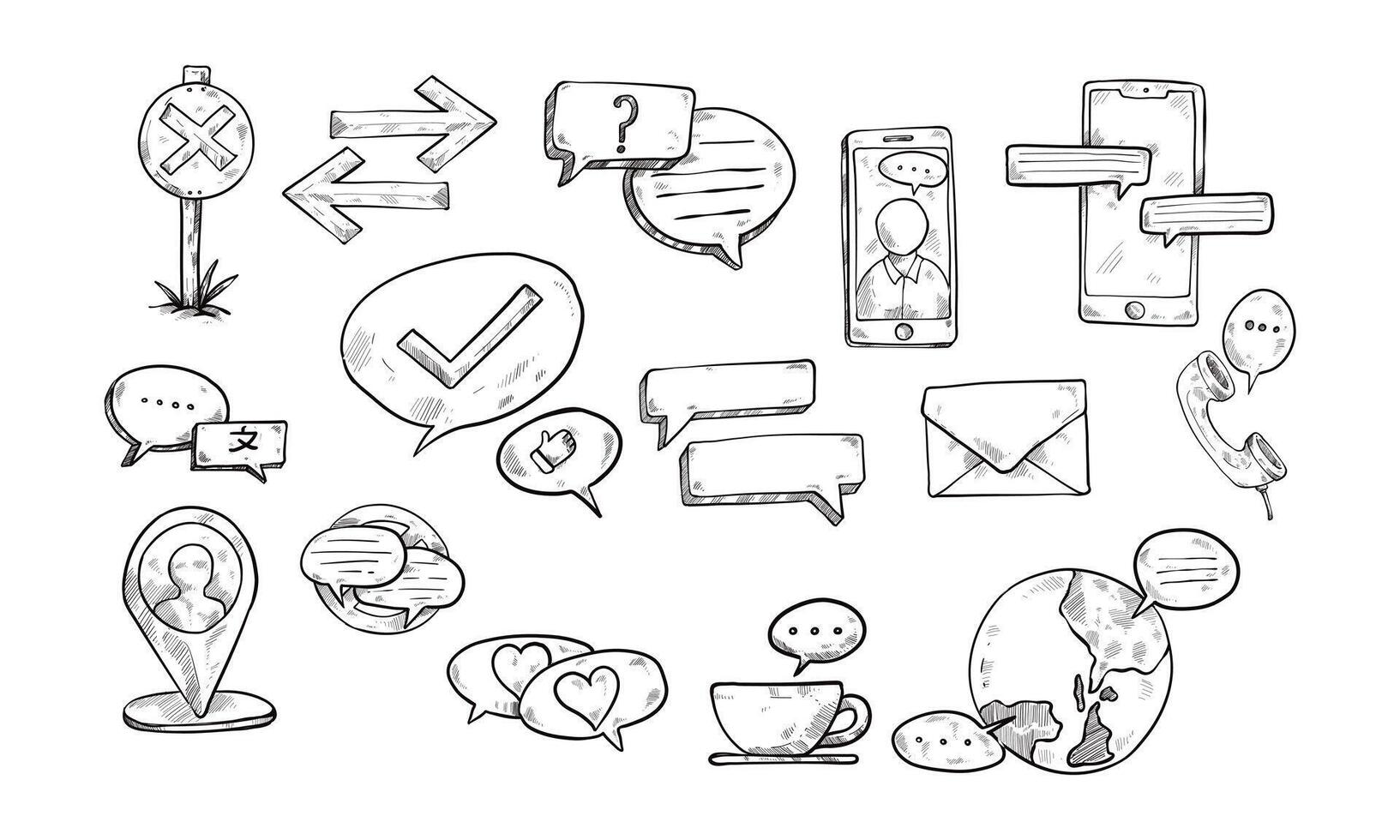 discussion icon handdrawn collection vector