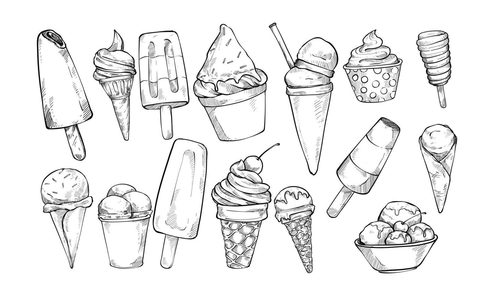 ice cream handdrawn collection vector