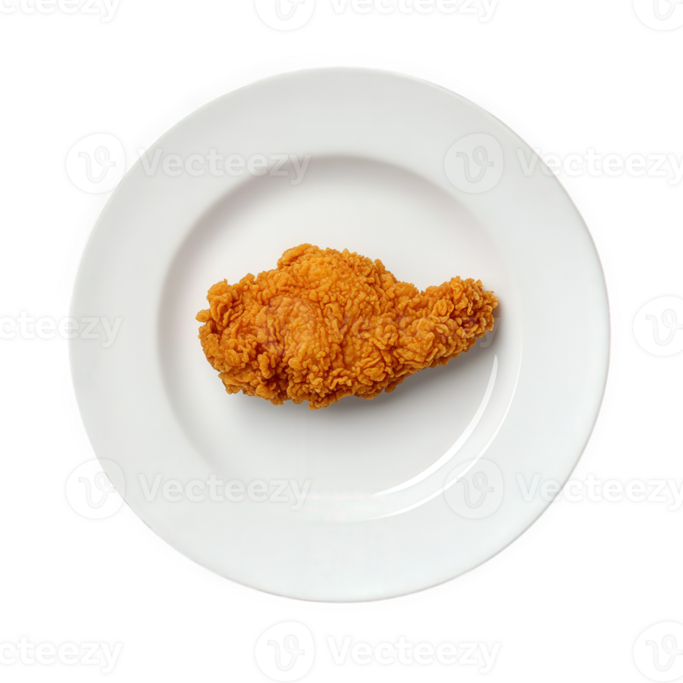Crispy Fried Chicken Tender on White Plate, on transparent background png