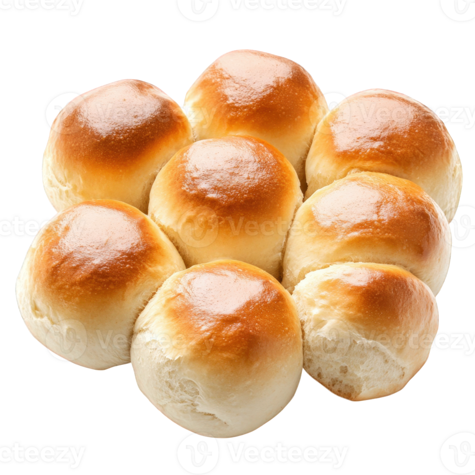 Golden Brown Dinner Rolls Arranged In A Flower Shape, on transparent background png