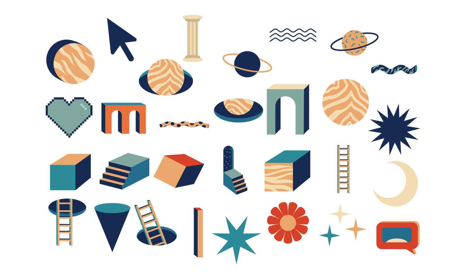 geometric shape sticker collection vector