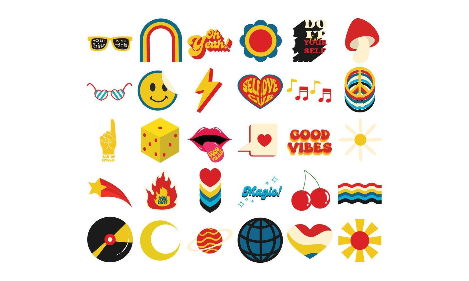 colorful sticker collection vector
