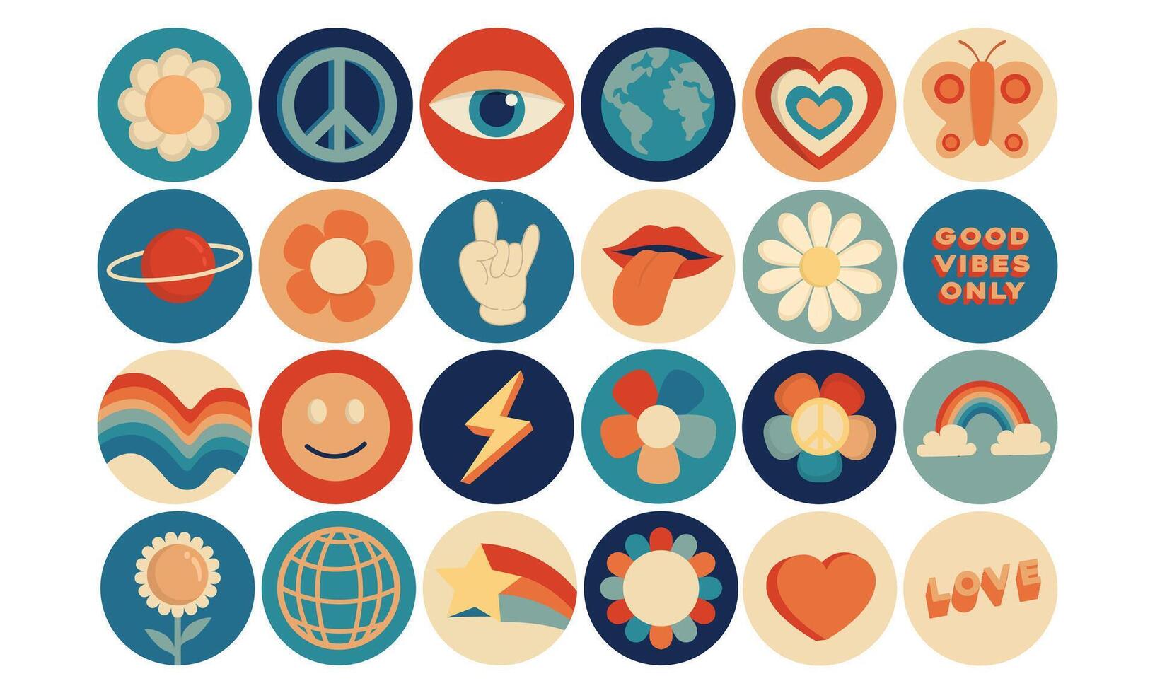 trendy retro sticker pack collection vector