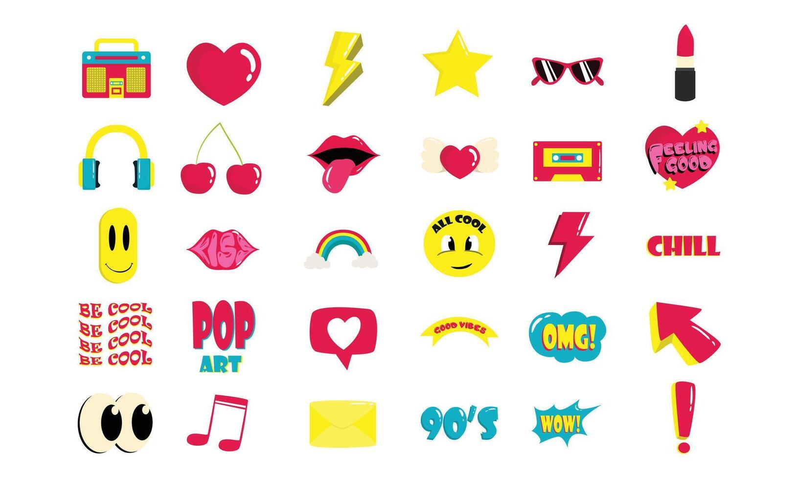 trendy sticker collection vector