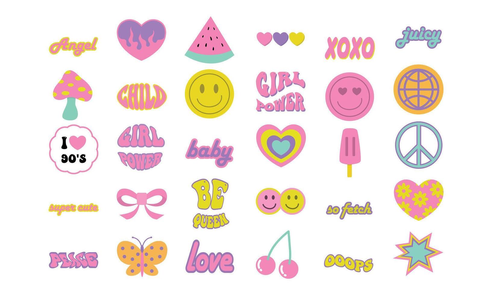 cute trendy sticker collection vector