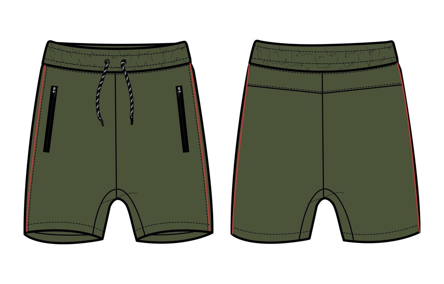 The shorts are made from a green color and have black stripes vector